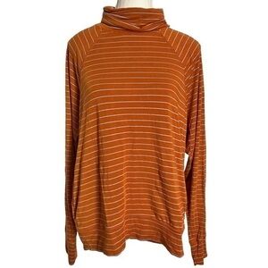 prAna Sol Protect Orange Striped Turtleneck - Size M